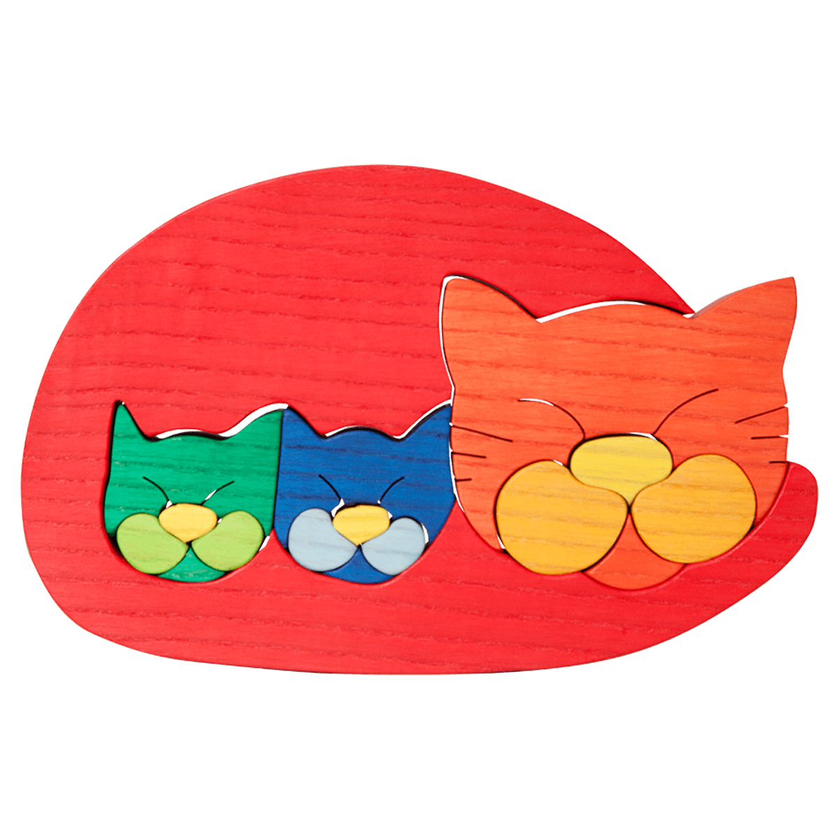 family cats　0728 Cat Family Puzzle - Red – Faunatoys.com
