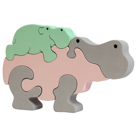 Hippo Family Puzzle - Pastel Pink