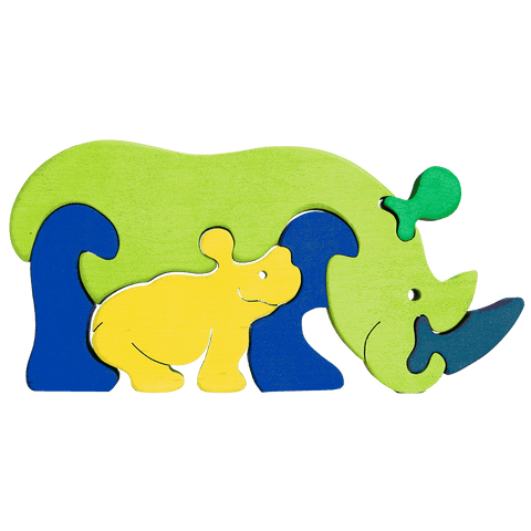 Rhinoceros Family Puzzle - Green