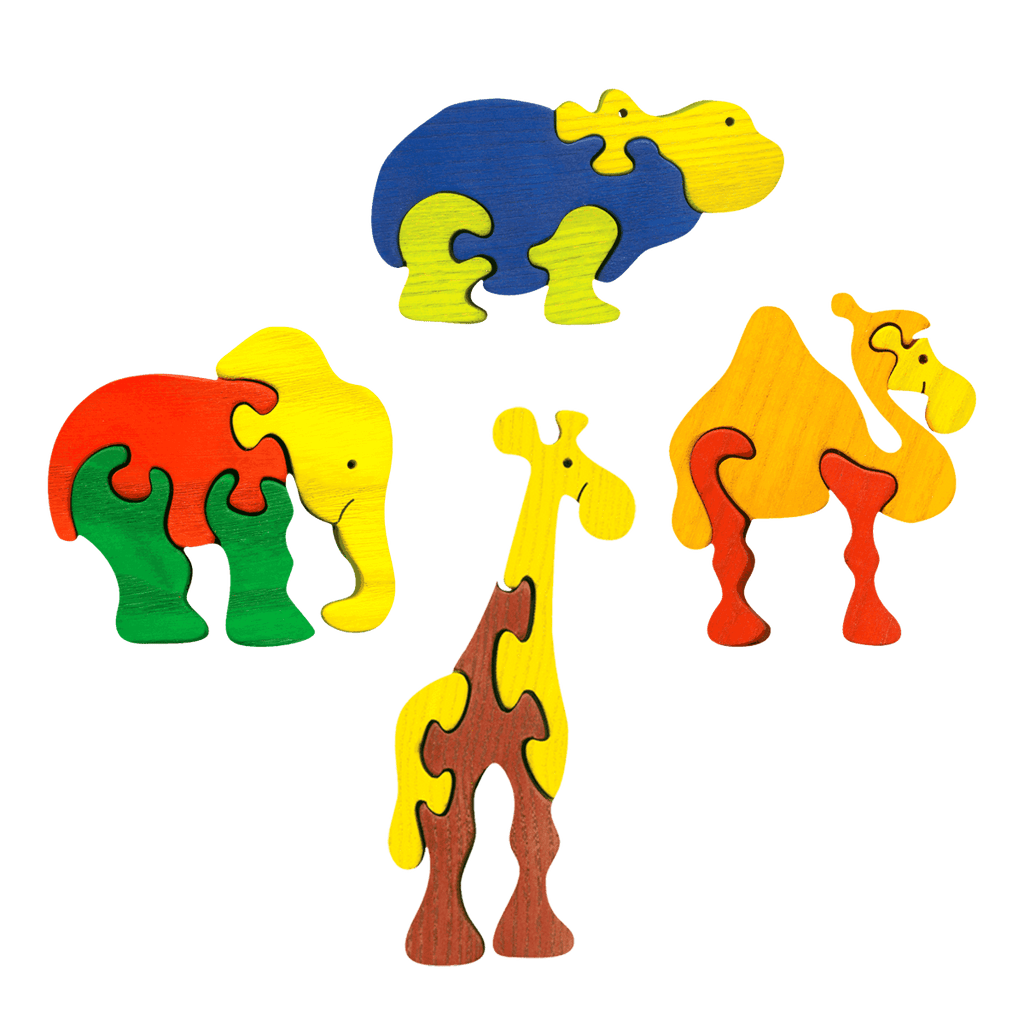African Animals Four Piece Puzzle Set