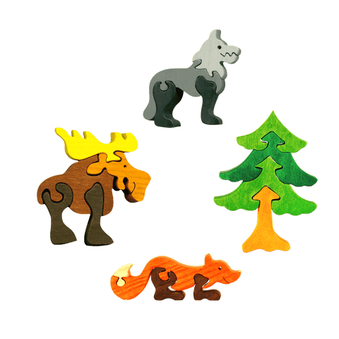 Forest Animals Four Piece Puzzle Set