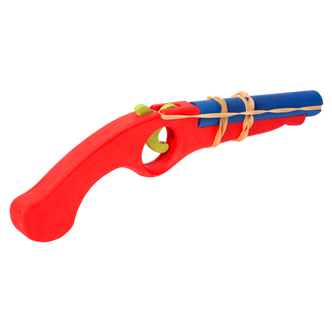 Wooden Rubber Band Pistol - Red