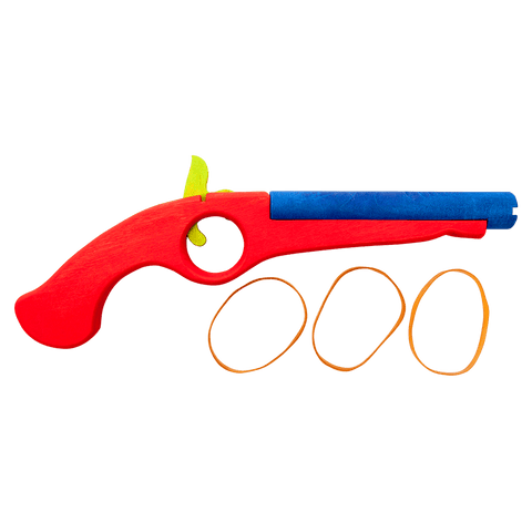 Wooden Rubber Band Pistol - Red